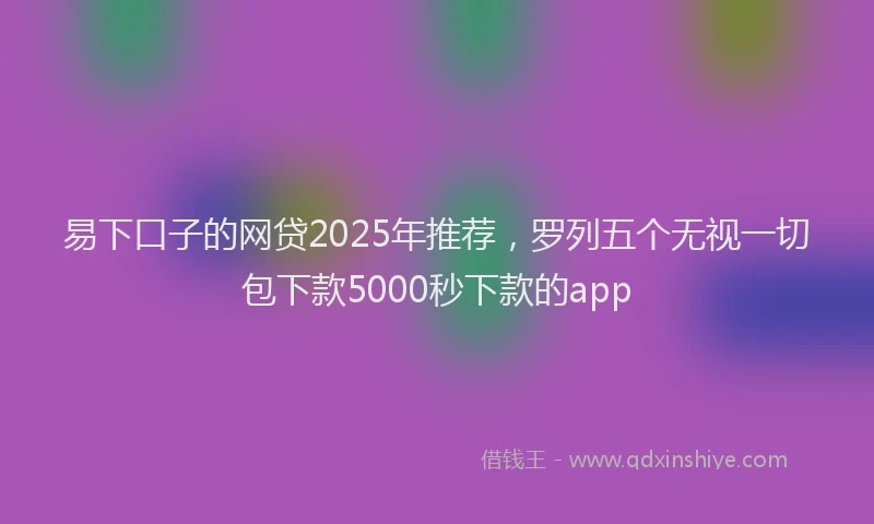 易下口子的网贷2025年推荐，罗列五个无视一切包下款5000秒下款的app
