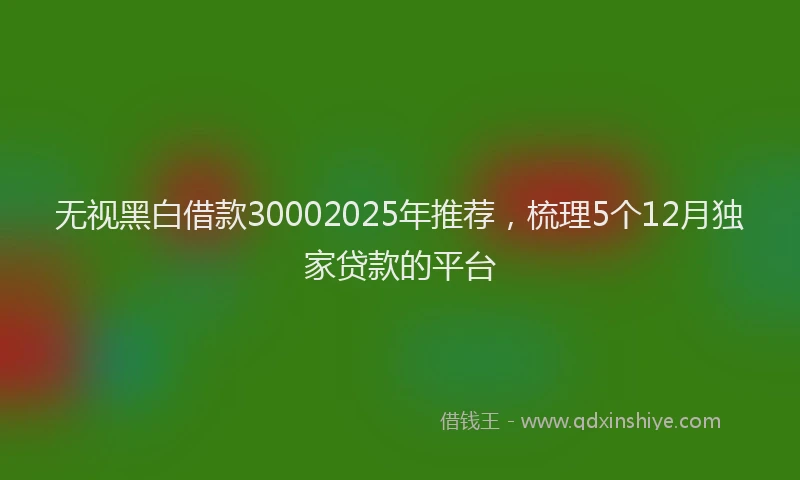 无视黑白借款30002025年推荐，梳理5个12月独家贷款的平台