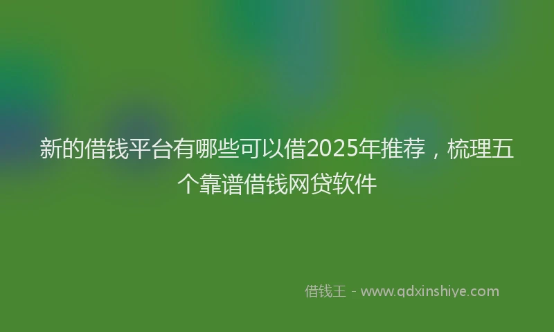 新的借钱平台有哪些可以借2025年推荐，梳理五个靠谱借钱网贷软件