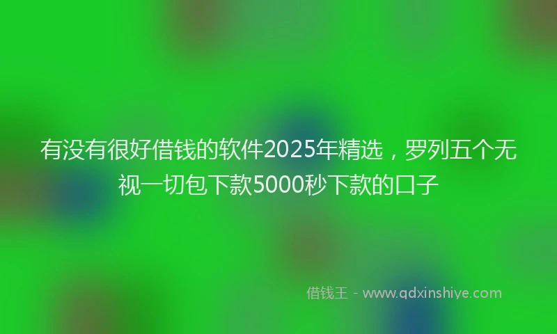 有没有很好借钱的软件2025年精选，罗列五个无视一切包下款5000秒下款的口子