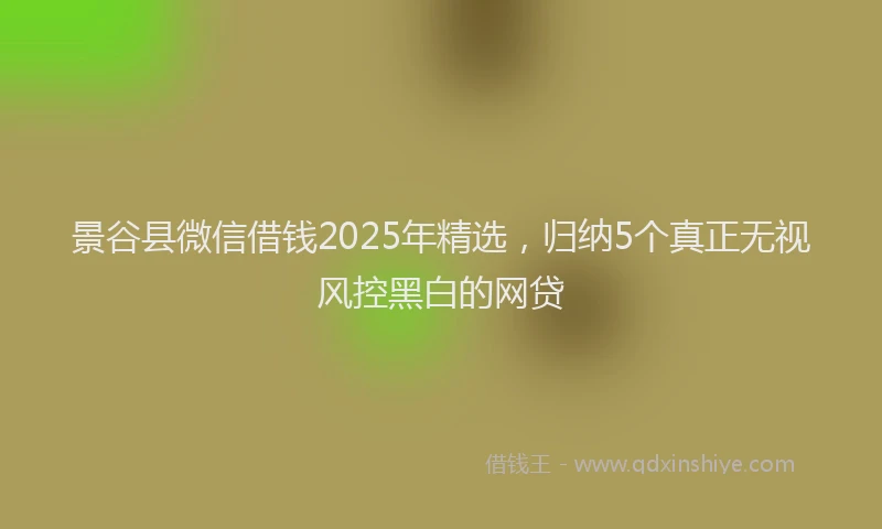 景谷县微信借钱2025年精选，归纳5个真正无视风控黑白的网贷