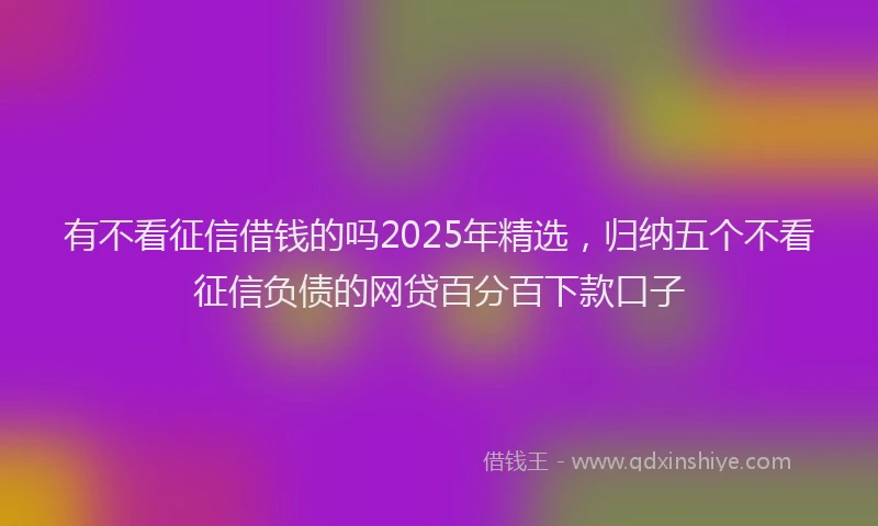 有不看征信借钱的吗2025年精选，归纳五个不看征信负债的网贷百分百下款口子