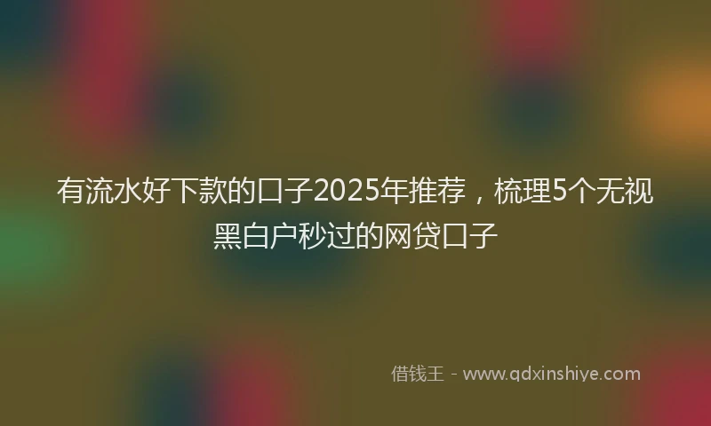 有流水好下款的口子2025年推荐，梳理5个无视黑白户秒过的网贷口子