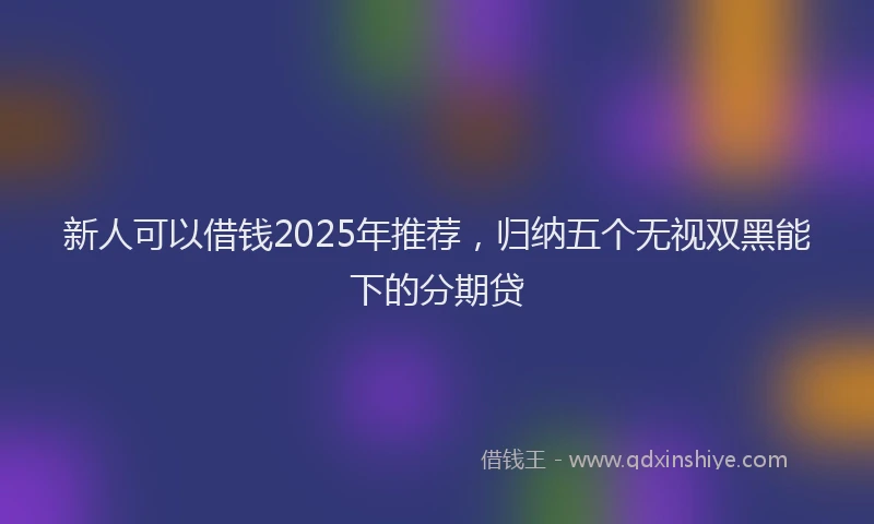 新人可以借钱2025年推荐，归纳五个无视双黑能下的分期贷
