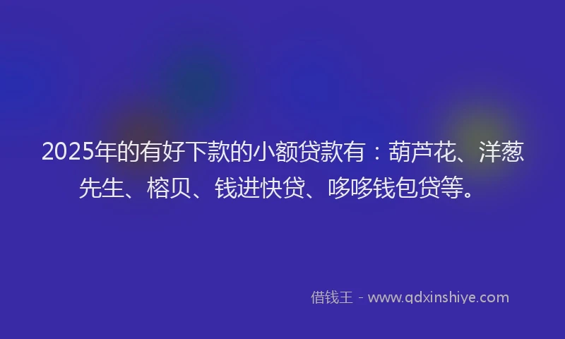 2025年的有好下款的小额贷款有：葫芦花、洋葱先生、榕贝、钱进快贷、哆哆钱包贷等。