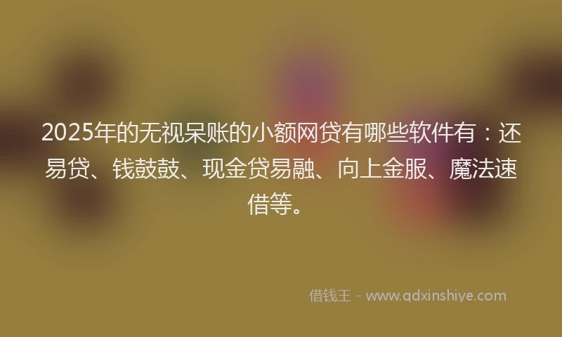 2025年的无视呆账的小额网贷有哪些软件有：还易贷、钱鼓鼓、现金贷易融、向上金服、魔法速借等。