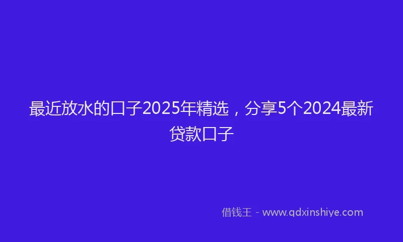 最近放水的口子2025年精选，分享5个2024最新贷款口子