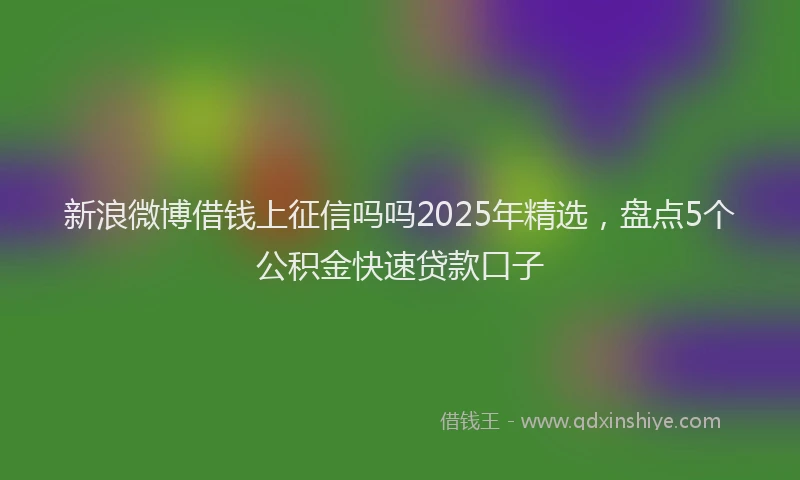 新浪微博借钱上征信吗吗2025年精选，盘点5个公积金快速贷款口子