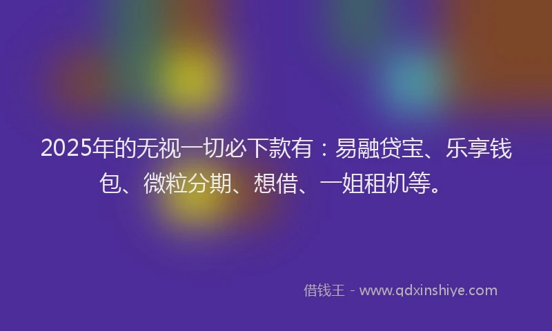 2025年的无视一切必下款有：易融贷宝、乐享钱包、微粒分期、想借、一姐租机等。