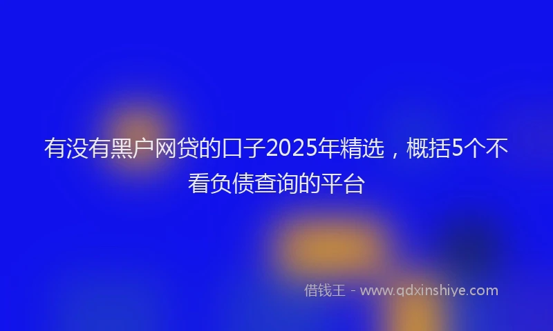 有没有黑户网贷的口子2025年精选，概括5个不看负债查询的平台