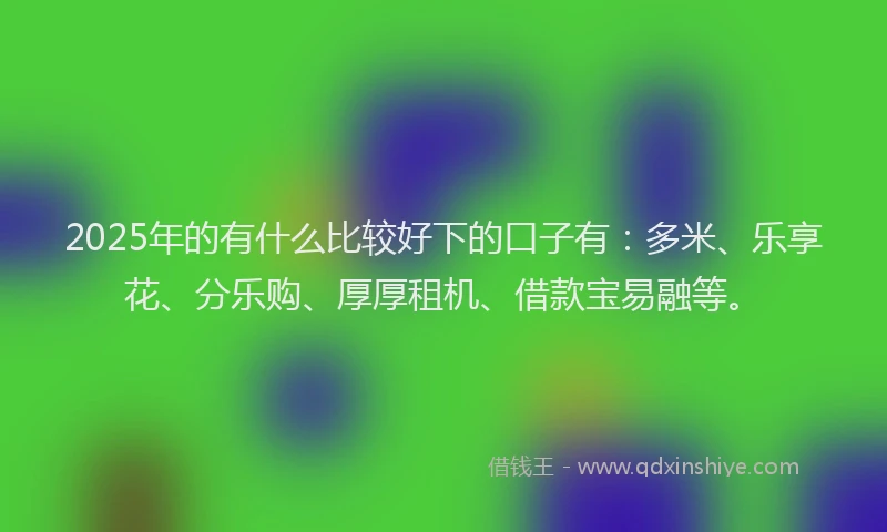 2025年的有什么比较好下的口子有：多米、乐享花、分乐购、厚厚租机、借款宝易融等。