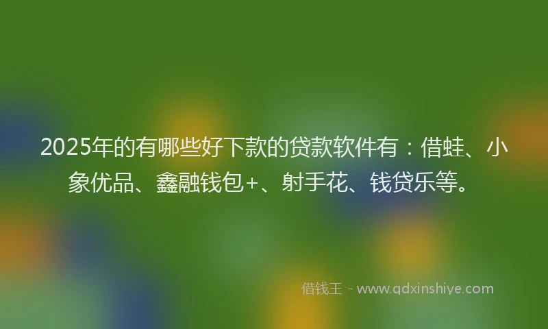 2025年的有哪些好下款的贷款软件有：借蛙、小象优品、鑫融钱包+、射手花、钱贷乐等。