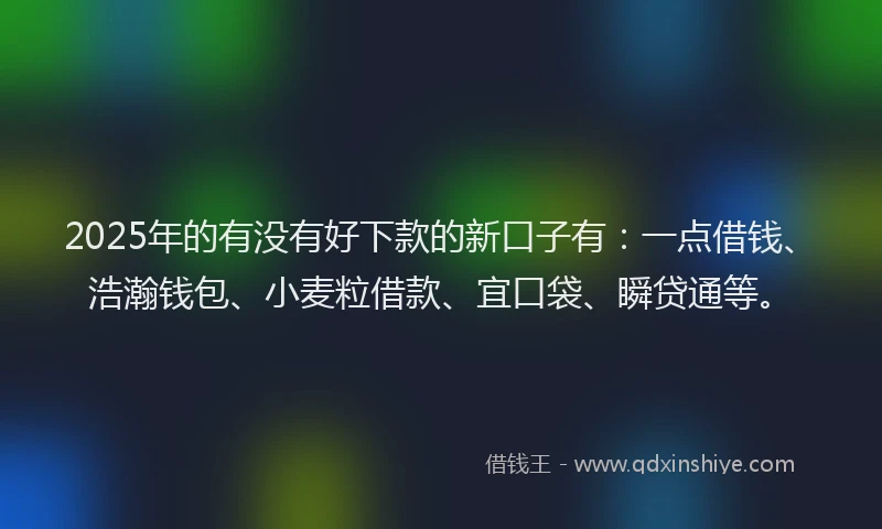 2025年的有没有好下款的新口子有：一点借钱、浩瀚钱包、小麦粒借款、宜口袋、瞬贷通等。