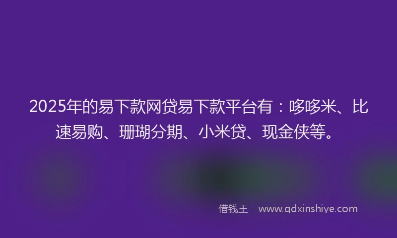 2025年的易下款网贷易下款平台有：哆哆米、比速易购、珊瑚分期、小米贷、现金侠等。