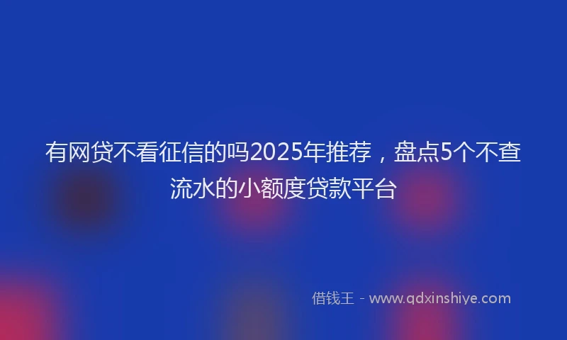 有网贷不看征信的吗2025年推荐，盘点5个不查流水的小额度贷款平台