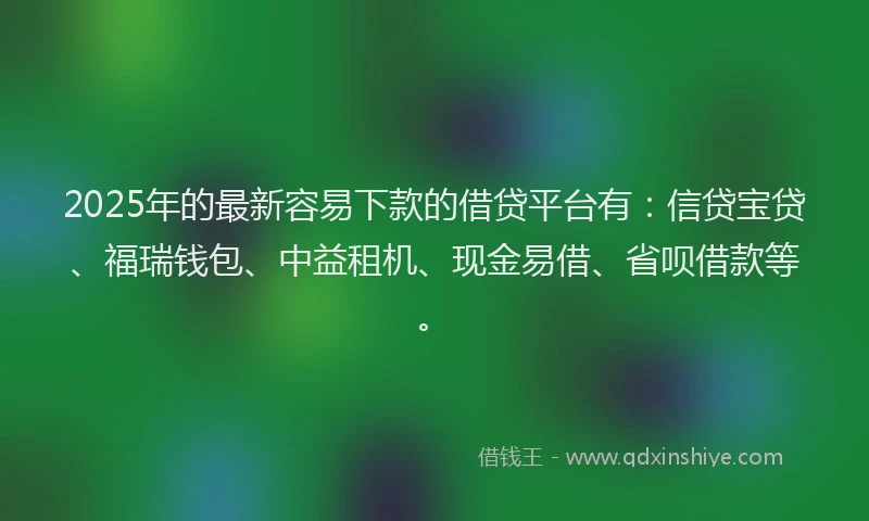 2025年的最新容易下款的借贷平台有：信贷宝贷、福瑞钱包、中益租机、现金易借、省呗借款等。