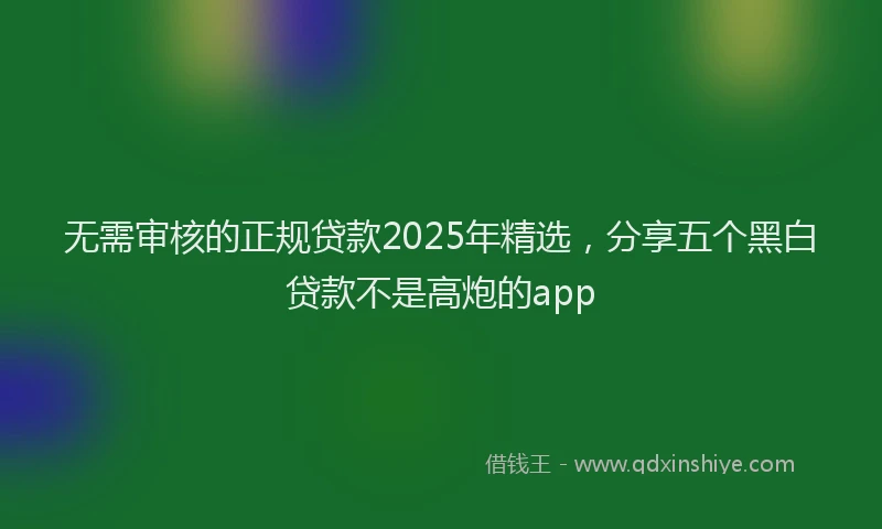 无需审核的正规贷款2025年精选，分享五个黑白贷款不是高炮的app