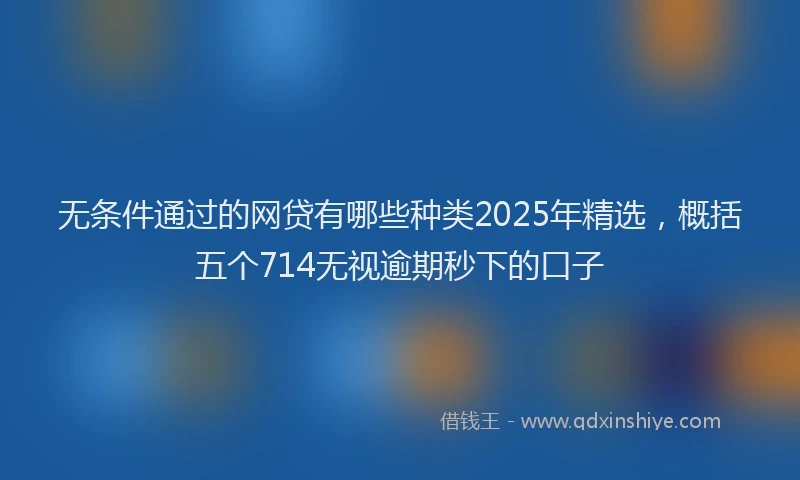 无条件通过的网贷有哪些种类2025年精选，概括五个714无视逾期秒下的口子