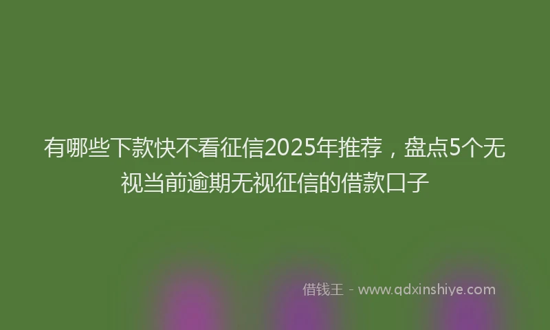 有哪些下款快不看征信2025年推荐，盘点5个无视当前逾期无视征信的借款口子