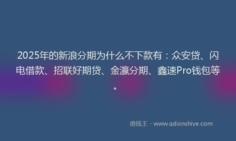 2025年的新浪分期为什么不下款有：众安贷、闪电借款、招联好期贷、金瀛分期、鑫速Pro钱包等。