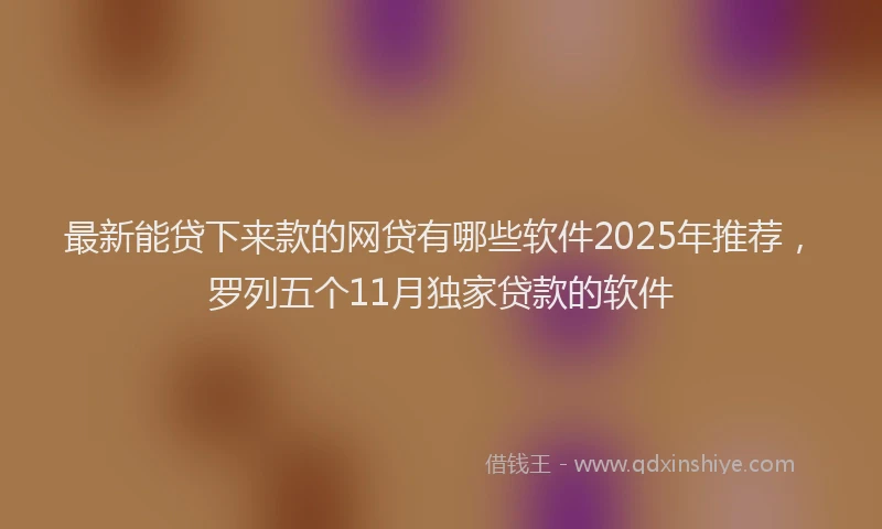 最新能贷下来款的网贷有哪些软件2025年推荐，罗列五个11月独家贷款的软件