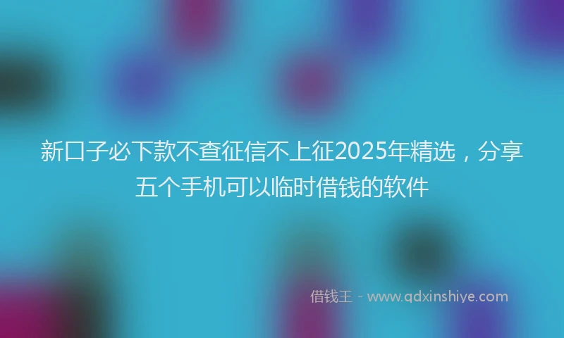新口子必下款不查征信不上征2025年精选，分享五个手机可以临时借钱的软件