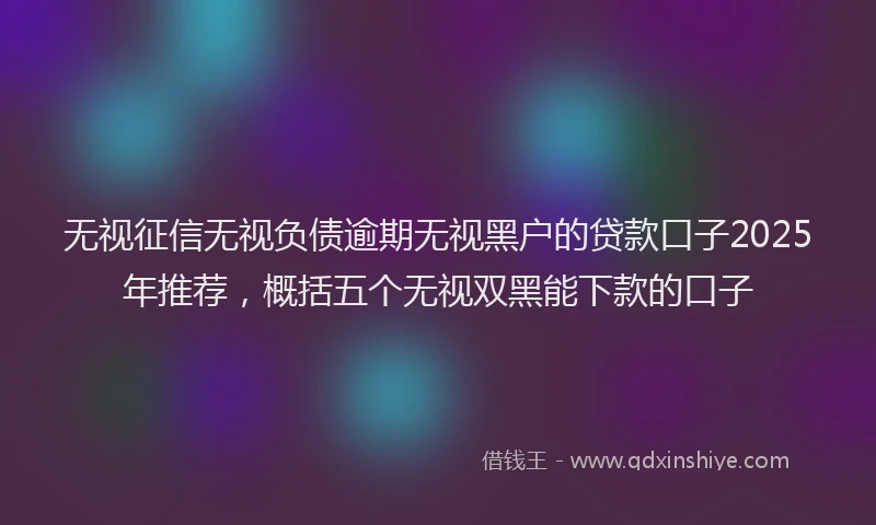 无视征信无视负债逾期无视黑户的贷款口子2025年推荐，概括五个无视双黑能下款的口子