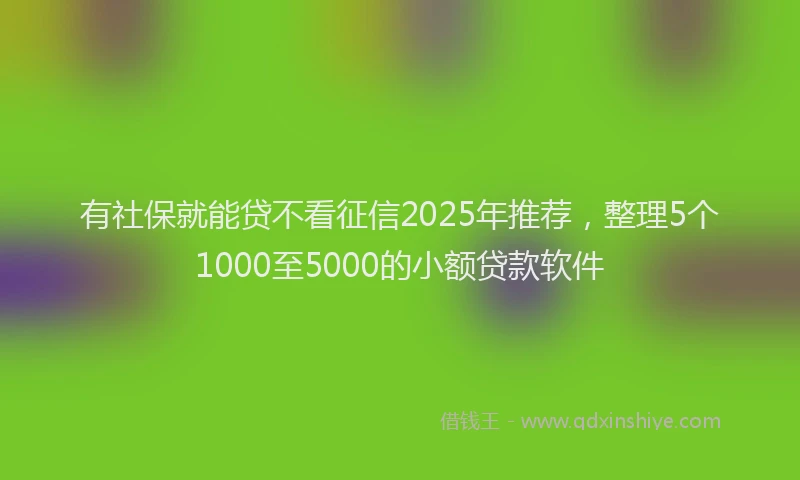 有社保就能贷不看征信2025年推荐，整理5个1000至5000的小额贷款软件