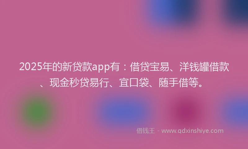 2025年的新贷款app有：借贷宝易、洋钱罐借款、现金秒贷易行、宜口袋、随手借等。