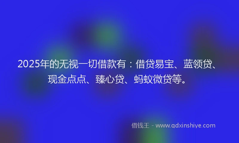2025年的无视一切借款有：借贷易宝、蓝领贷、现金点点、臻心贷、蚂蚁微贷等。