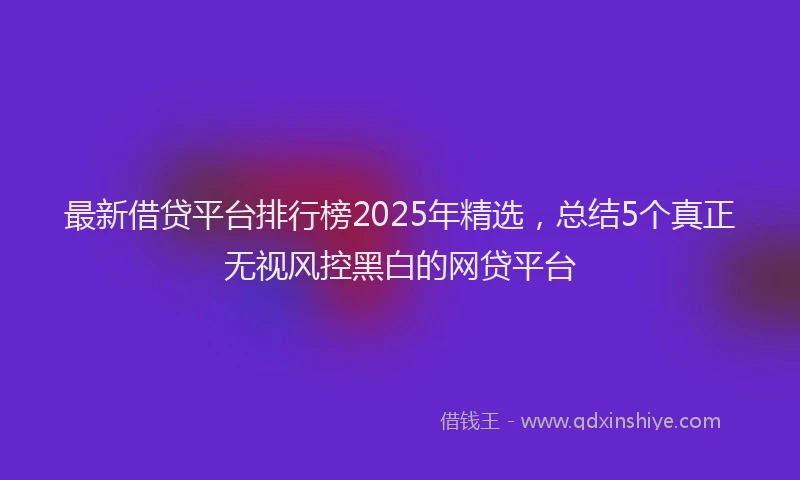 最新借贷平台排行榜2025年精选，总结5个真正无视风控黑白的网贷平台