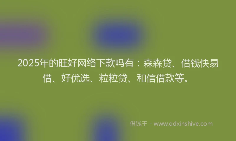 2025年的旺好网络下款吗有：森森贷、借钱快易借、好优选、粒粒贷、和信借款等。