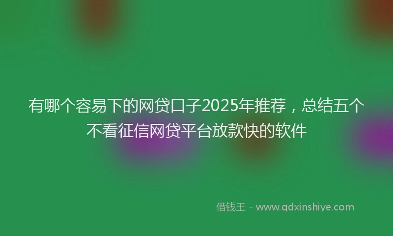 有哪个容易下的网贷口子2025年推荐，总结五个不看征信网贷平台放款快的软件