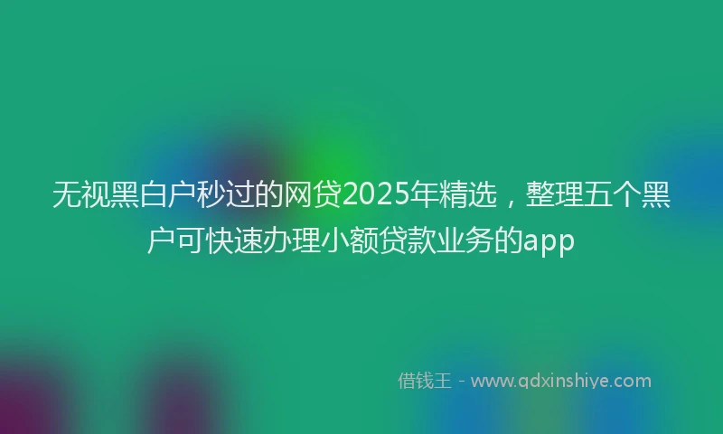 无视黑白户秒过的网贷2025年精选，整理五个黑户可快速办理小额贷款业务的app
