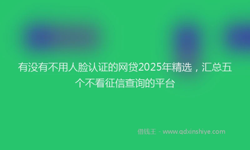 有没有不用人脸认证的网贷2025年精选，汇总五个不看征信查询的平台