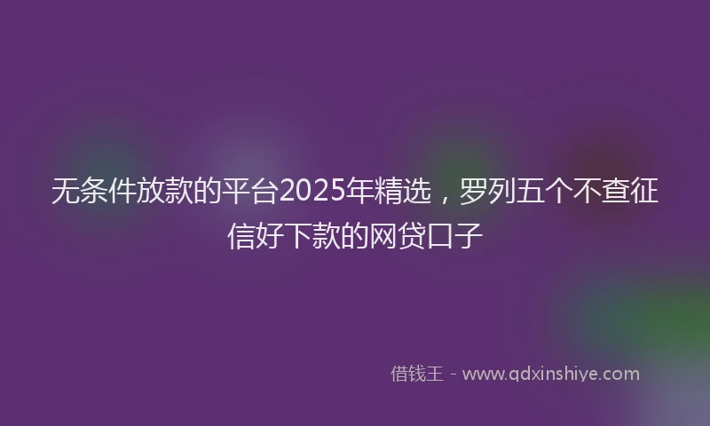 无条件放款的平台2025年精选，罗列五个不查征信好下款的网贷口子
