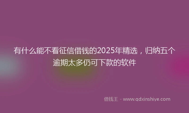 有什么能不看征信借钱的2025年精选，归纳五个逾期太多仍可下款的软件