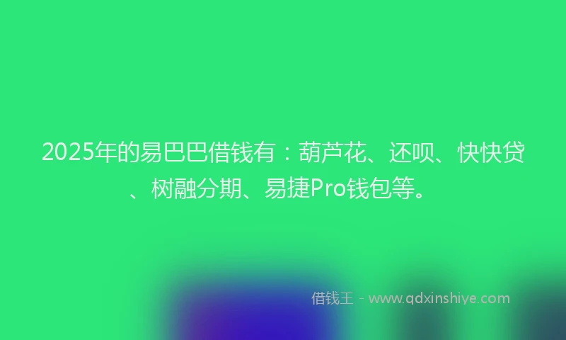 2025年的易巴巴借钱有：葫芦花、还呗、快快贷、树融分期、易捷Pro钱包等。