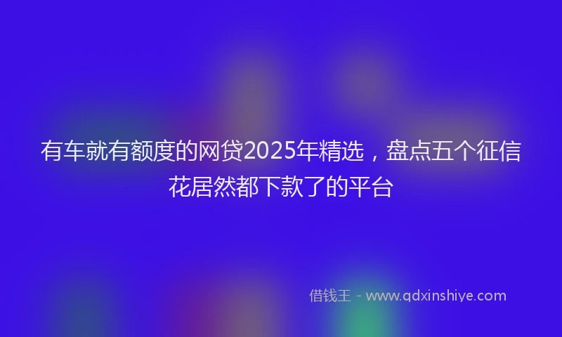 有车就有额度的网贷2025年精选，盘点五个征信花居然都下款了的平台
