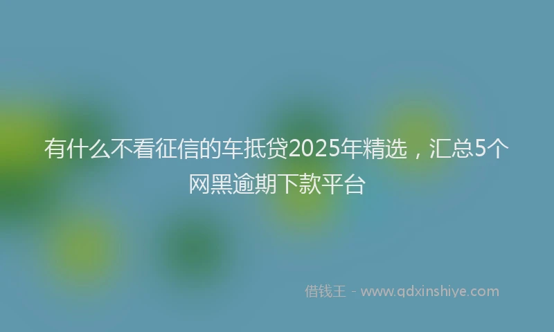有什么不看征信的车抵贷2025年精选，汇总5个网黑逾期下款平台
