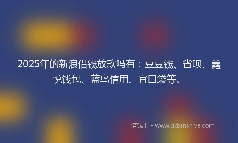 2025年的新浪借钱放款吗有：豆豆钱、省呗、鑫悦钱包、蓝鸟信用、宜口袋等。
