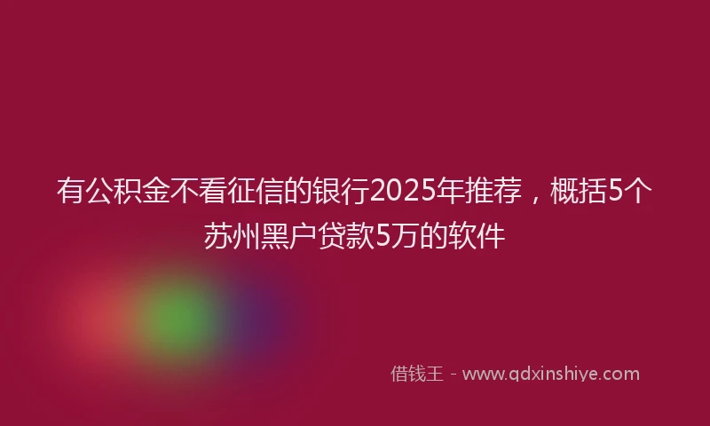 有公积金不看征信的银行2025年推荐，概括5个苏州黑户贷款5万的软件