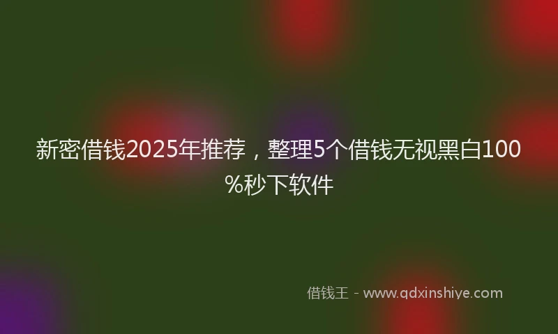 新密借钱2025年推荐，整理5个借钱无视黑白100%秒下软件
