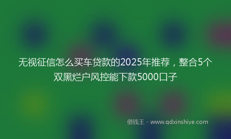 无视征信怎么买车贷款的2025年推荐，整合5个双黑烂户风控能下款5000口子