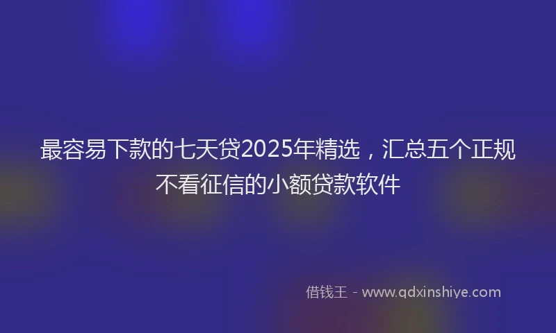 最容易下款的七天贷2025年精选，汇总五个正规不看征信的小额贷款软件