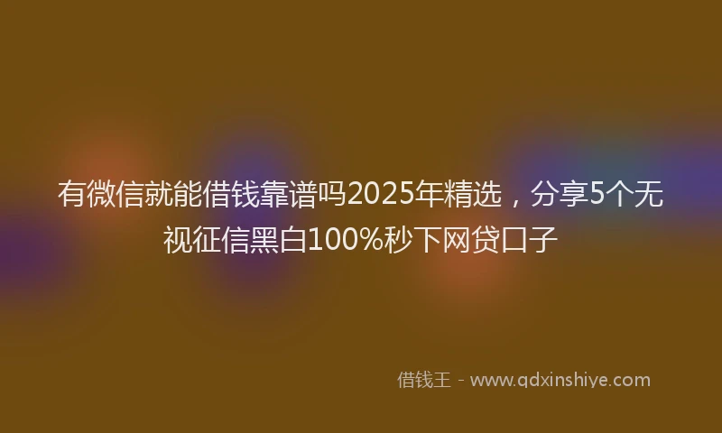 有微信就能借钱靠谱吗2025年精选，分享5个无视征信黑白100%秒下网贷口子