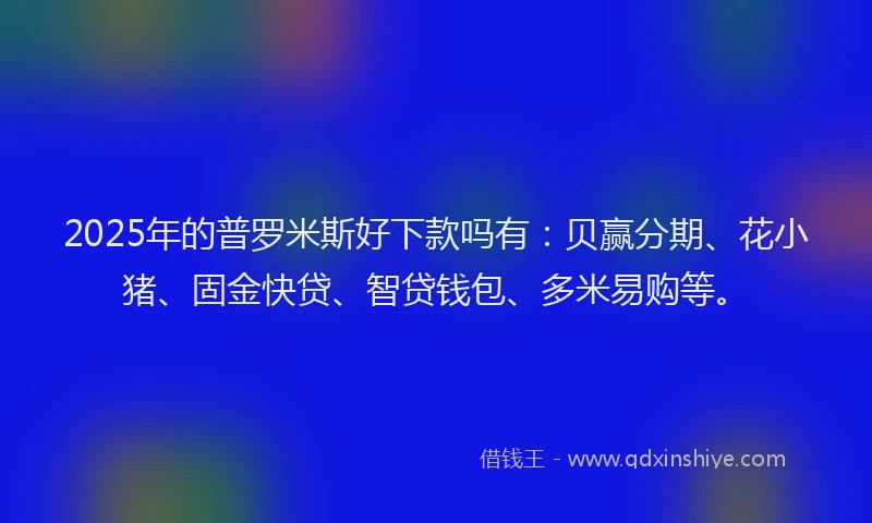 2025年的普罗米斯好下款吗有：贝赢分期、花小猪、固金快贷、智贷钱包、多米易购等。