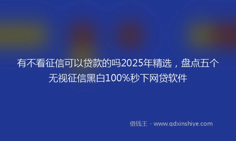 有不看征信可以贷款的吗2025年精选，盘点五个无视征信黑白100%秒下网贷软件