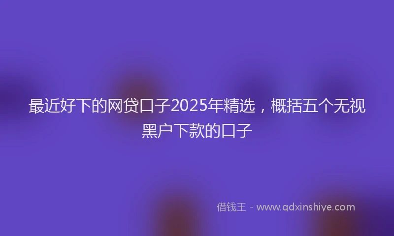最近好下的网贷口子2025年精选，概括五个无视黑户下款的口子