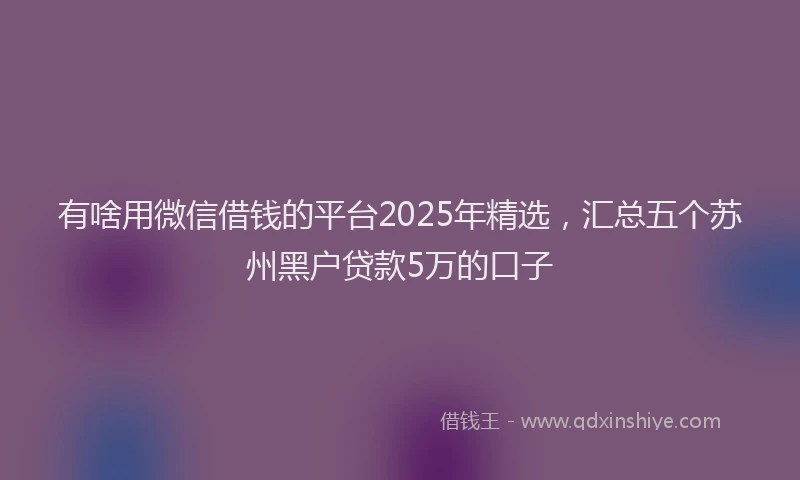 有啥用微信借钱的平台2025年精选，汇总五个苏州黑户贷款5万的口子